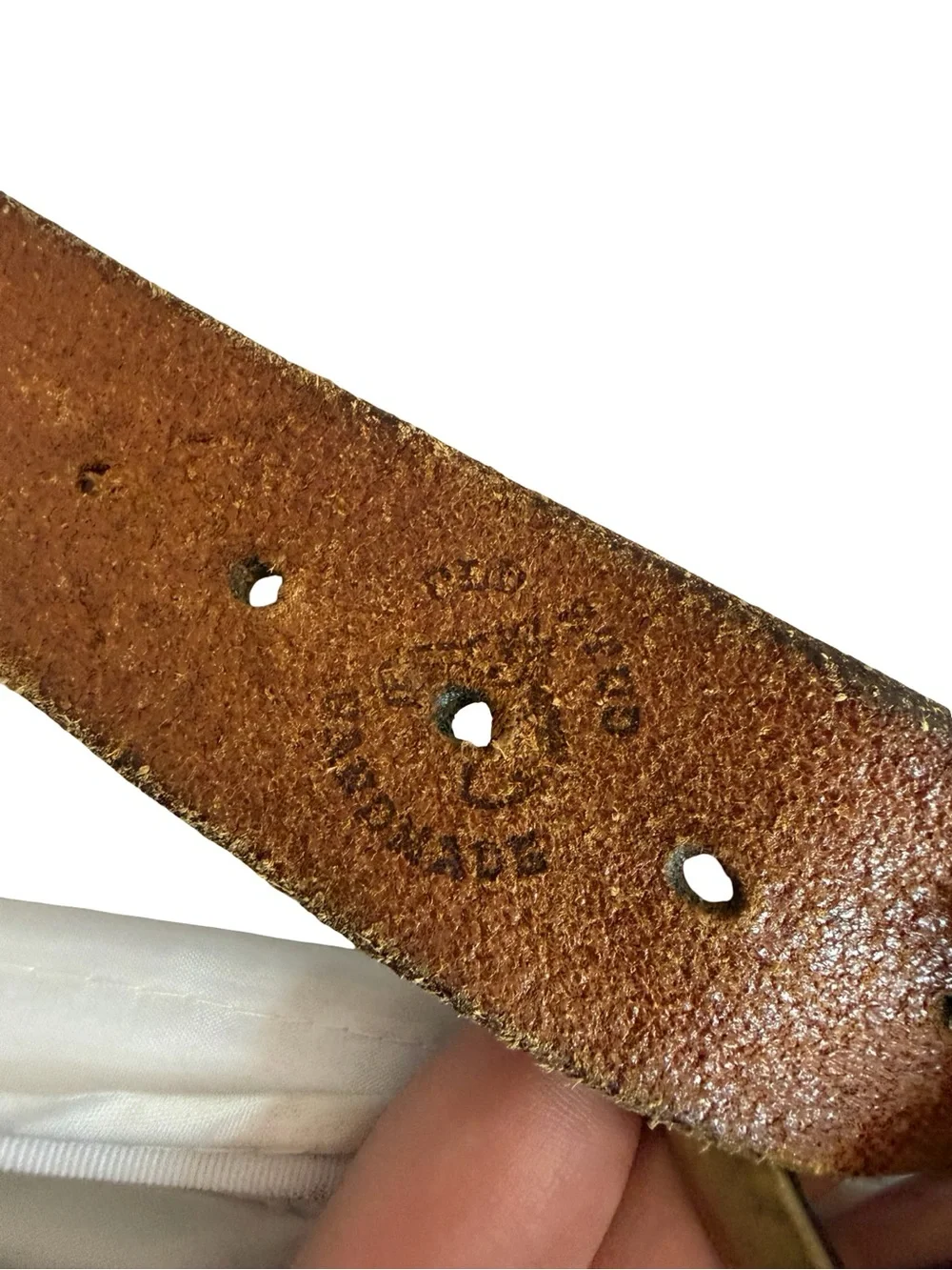 Old Stud Handmade Brown Leather Belt Embossed Floral Stamped Unique Everyday